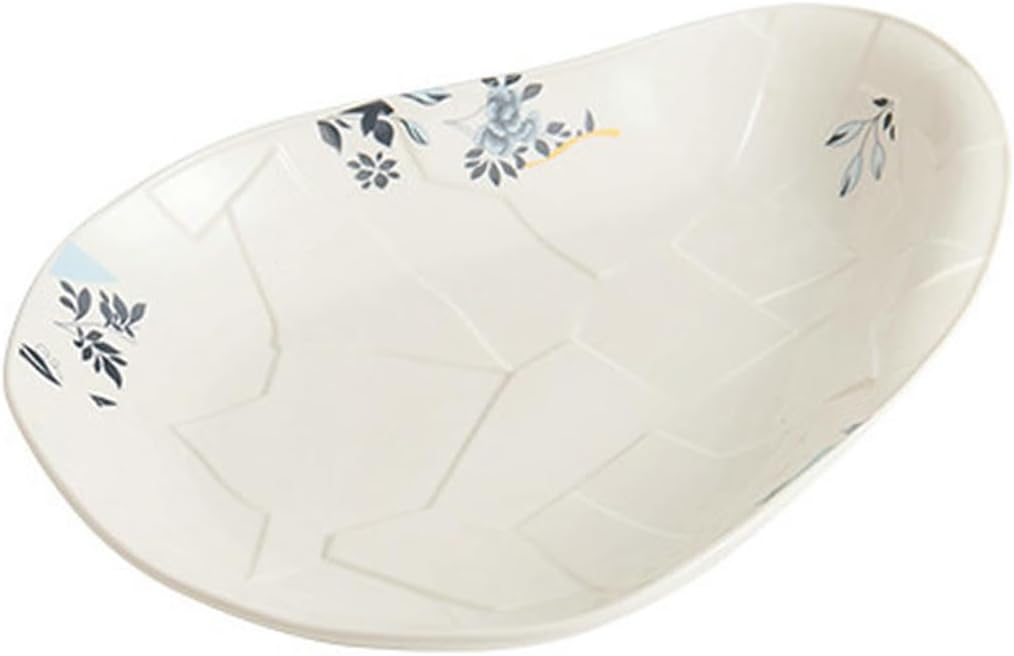 Ceramic underglaze color fish plate bright white glaze irregular tableware -13-inch fission pattern