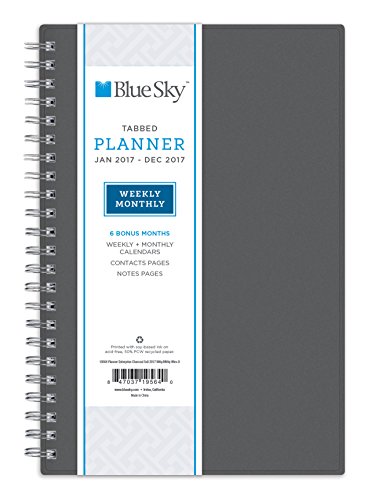 Blue Sky 2017 Weekly & Monthly Planner, Wire-O Binding, Charcoal Cover, 5