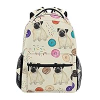 Pug Donuts Pattern Backpack Students Shoulder Bags Travel Bag College School Backpacks for Men and Women