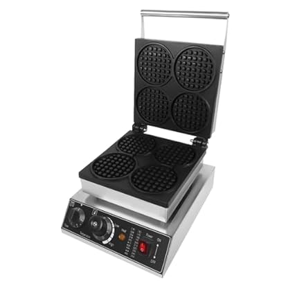 Gewerbliches Waffeleisen 220 V 1750 W und LED-Anzeige, 4 Waffeln, Waffelgerät aus Edelstahl, Antihaftbeschichtung, 5 Minuten Timing, Temperatur 50 – 300 °C, für Bäckereien, Restaurants, Kiosqu – Bild 4
