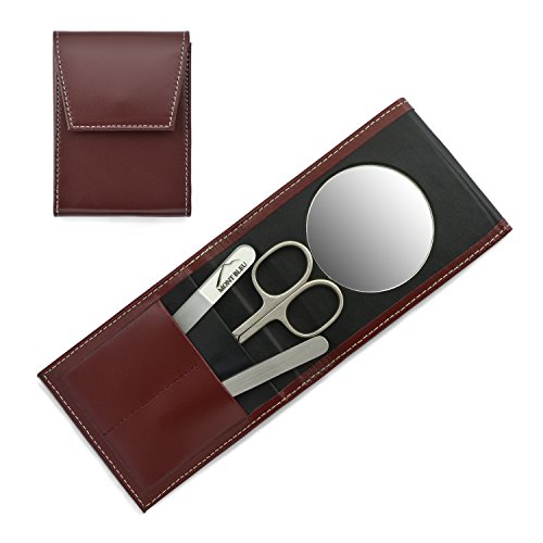 Kit de manucure cadeau Mont Bleu étui cuir rouge avec miroir et accessoires de beauté