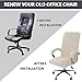 Velvet Plush Stretch Computer Office Chair Cover with Armrest, Solid Color Spandex Slipcover for Pets & Kids, Removable Universal Desk Chair Covers for Swivel Rotating Chair (Beige,Medium)
