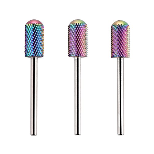Makartt Tungsten Carbide Nail Drill Bits Set B-15 3Pcs Less Dust Acrylic Nail File Drill Bit Manicure Pedicure 3/32