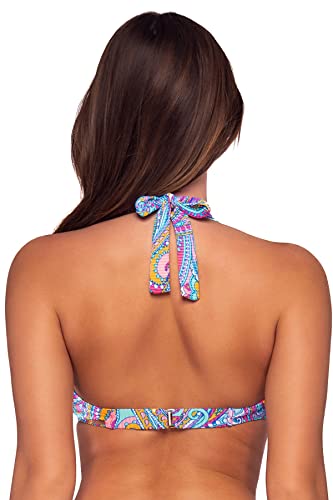 Sunsets Muse Halter Women's Swimsuit Bikini Top With Underwire & Removable Cups, Paisley Pop, 36Dd #TOP2