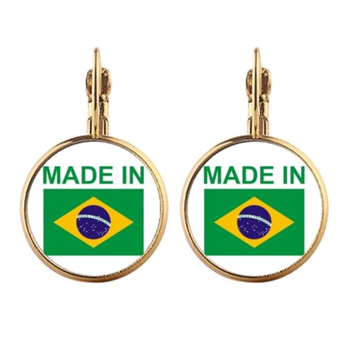 Boucles d'oreilles Brésil Country Love clips pendantes dorées pour femme sans trou oreille