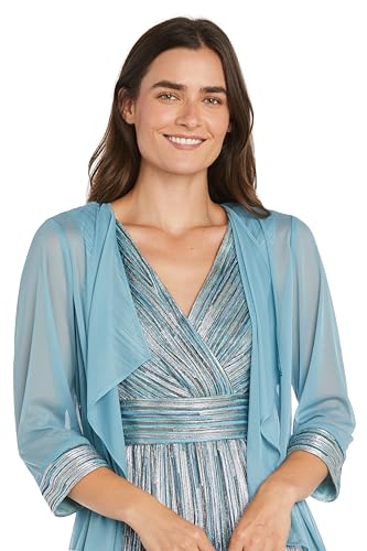 Image of R&M Richards Women's Elegant Matte Chiffon Flyaway Jacket W /Maxi Crinkle Dress | Two-Piece Evening Event & Parties