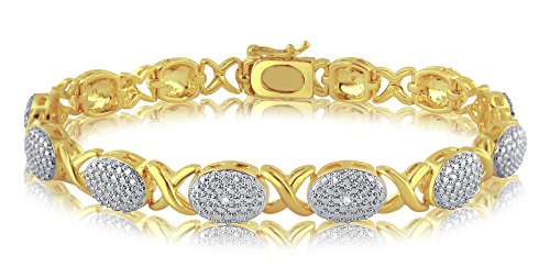 Diamond Accent Oval and X Shape Bracelet