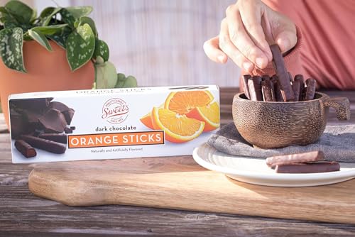 Sweet Candy Company Dark Chocolate Orange Sticks - Gourmet Chocolate Covered Sticks, Chocolate Fruit Flavored Sticks, Gift Idea for Holidays, Gluten Free, Kosher - 10.5 oz Box (Pack of 2)