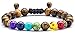 Hamoery Men Women 8mm Lava Rock Chakra Beads Bracelet Braided Rope Natural Stone Yoga Bracelet Bangle(Tiger Eye)