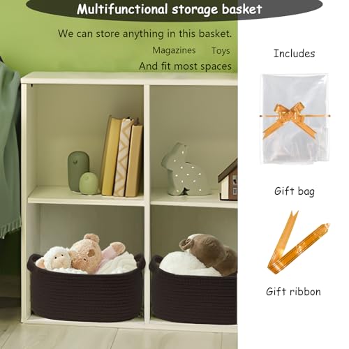 Image of COMFY-HOMI Oval Rope Basket with Handles for Shelves,Toys,Book, Cloth Storage Baskets for Organizing Toy Decorative Organizer for Living Room, Bathroom
