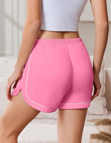 Image of Ekouaer Pajama Shorts Women Soft Sleep Shorts Casual Lounge Shorts Cute High Waist Pajama Bottom Comfy Split Side Pj Bottom