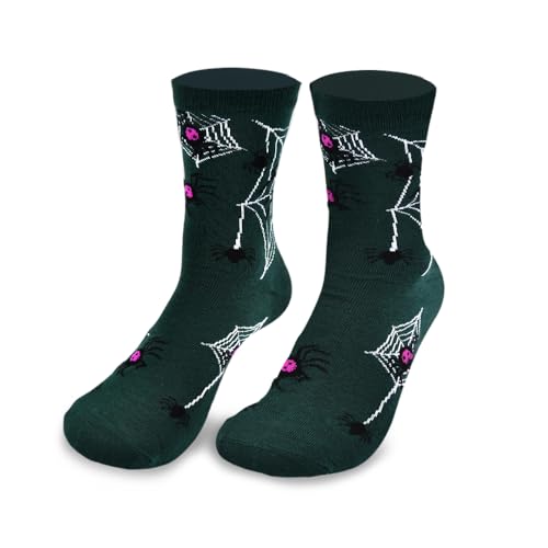 Spider Socks for Men Women Halloween Costume Accessories Festival Cosplay Sock Novelty Funny Party Socks for Boys Girls Spooky Horror Gifts Adult Youth Cotton Mid Calf Sock for Soccer Sport Cycling
