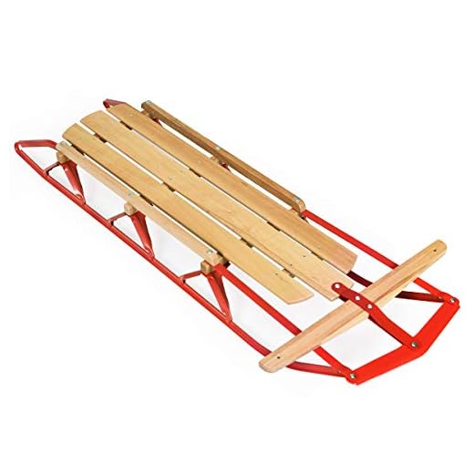 Goplus Wood Sled, 54” Steel & Wood Sled Pull Steering Snow Slider Sleigh Toboggan with Metal Runners and Steering Bar (54”)