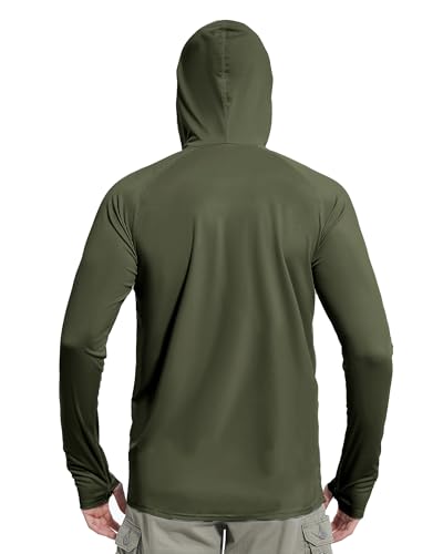 Image of isnowood Sun Shirt UPF 50+ Men's Fishing Long Sleeve UV Protection Hoodie Hiking Rash Guard Swimming Running