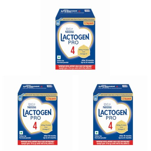 Image of Lactogen Pro 4, Follow-Up Formula with Iron, Whey Protein and Omega 3, After 18 Months Up to 24 Months, Bag-in-Box Pack, 1.2 kg (3 Units*400g) (Pack of 3)