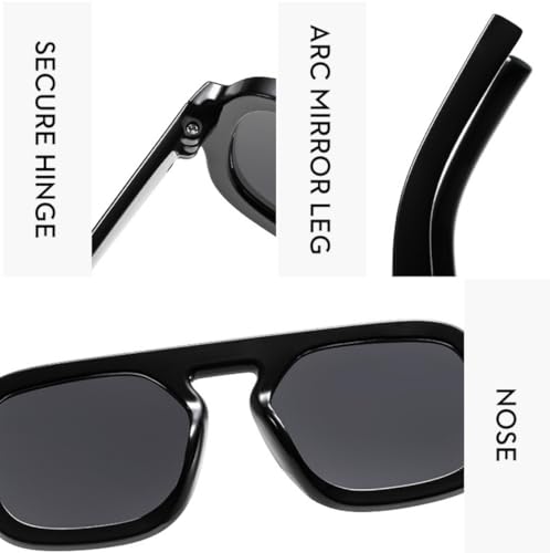 4 Pieces Trendy Square Aviator Sunglasses for Women Men Flat Top Frame Retro 70s Square Sun Glasses Vintage Shades4