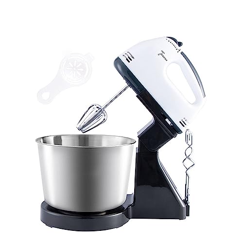 Robot De Cocina Y Batidora De Pie 2 En 1 7 Velocidades Batidora Eléctrica Para Amasar Con Bol De 1,7 L, 2 Batidores Y 2 Ganchos Para Amasar Para Tartas, Masas, Pan Y Postres 180 W