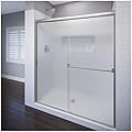 Basco Classic Semi-Frameless Sliding Shower Door, Fits 56-60 in. W x 70 in. H, 3/16 in. Obscure Tempered Glass, Brushed Nickel
