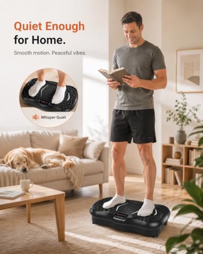 Image of Vibration Plate Exercise Machine for Lymphatic Drainage, 200 Speeds Vibrating Fitness Platform for Full Body Workout and Weight Loss, 300 Lbs Capacity with Resistance Bands for Women Men
