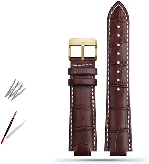 Watch Strap, for Louis Vuitton Tambour Series Q1121 Dedicated Watchband Men Women Q114k Genuine Leather (Color : Brown-White gold2, Size : 18x10mm)