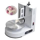 Semi Automatic Birthday Cake Smoothing Coating Machine, AC110V 6-14in Cake Cream Spreading Machine, Cakes Decorating Cream Coating Machines Turntable with Graduated Scraper, Baking Supplies (White)