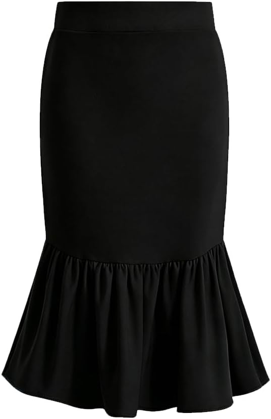 Girls Skirt Knee Length Pencil Skirts Casual Midi Long Skirts High Waist Stretch for 6-14Y