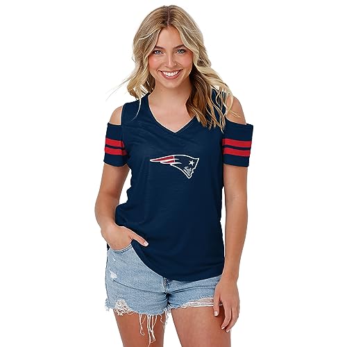 FOCO Women's NFL Ladies Fashion Cold Shoulder Top Shirt