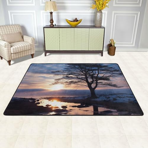 Tapis vintage salon silhouette branche crépuscule décor - 3