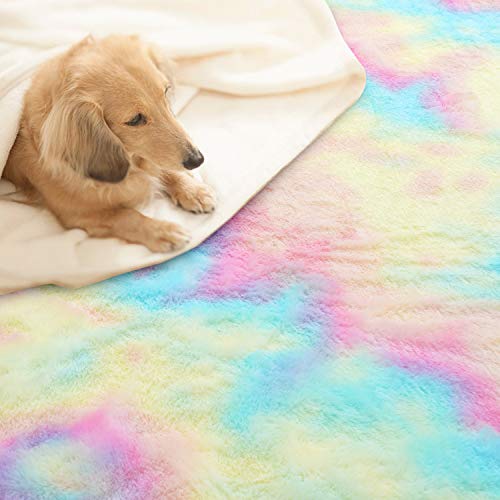 Toneed Soft Rainbow Rug For Girls Bedroom, 4 X 6 Feet Colorful Low Pile Rug Cute Unicorn Area Rug Tie Dye Style Carpet For Teen Girl Baby Room Nursery Playroom Decor #TOP4
