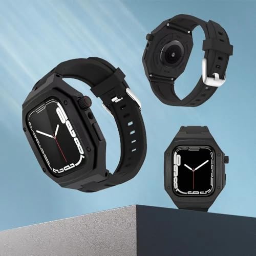 Boîtier Apple Watch acier inoxydable étanche avec bracelet caoutchouc - 2