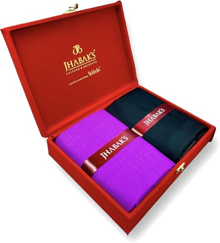 Image of JHABAK'S Unstitched Cotton Blend Solid Shirt & Trouser Fabric - 2.25 m Shirt Cloth - 1.20 m Pant Piece