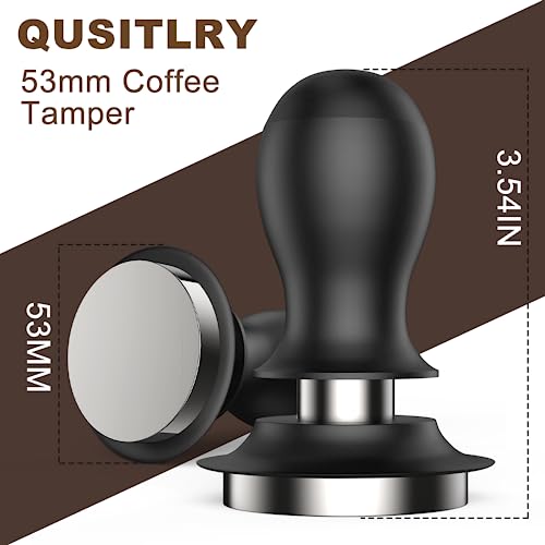 53Mm Coffee Tamper, Espresso Tamper 30Lb Horizontal Constant Compactor With Calibrated Spring Loaded, Stainless Steel Base #TOP1