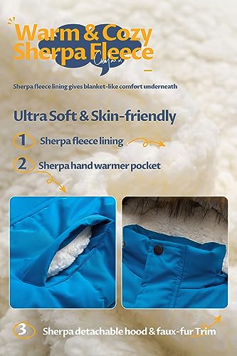 Image of CREATMO US Boy's Sherpa Long Parka Winter Coat Thicken Water Repellent Puffer Jacket With Removable Faux Fur Hood