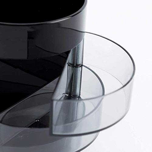 Portapenne da scrivania a 3 ripiani, in plastica trasparente, per scuola e ufficio, grigio (confezione da 2)