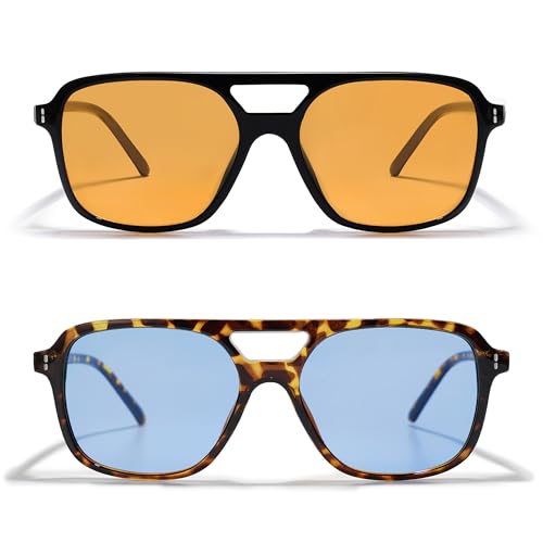 Image of VANLINKER Retro Vintage 70s Square Aviator sunglasses for women men VL9611X