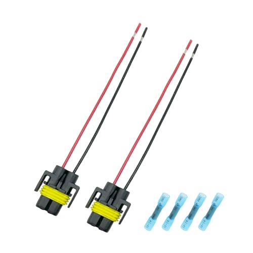 Trepb H11 H8 Wiring Harness with Tinned Copper & Teflon Jacket - Headlight Fog Light Pigtail Connector Plug Kit, Low Beam Socket Adapter for H11 H8 LED Bulbs, Automotive Electrical Replacement