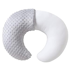 Nursing Pillow and Positioner, Breastfeeding, Bottle Feeding, Baby Sitting Support with Removable Ultra Soft Cover, Tummy Time Support for Baby Boys and Girls (Gray)