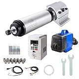 CNC Spindle Motor Kits, 110V 0.8KW 65mm Water Cooled Spindle Motor CNC Motor +110V 1.5KW VFD+Clamp M