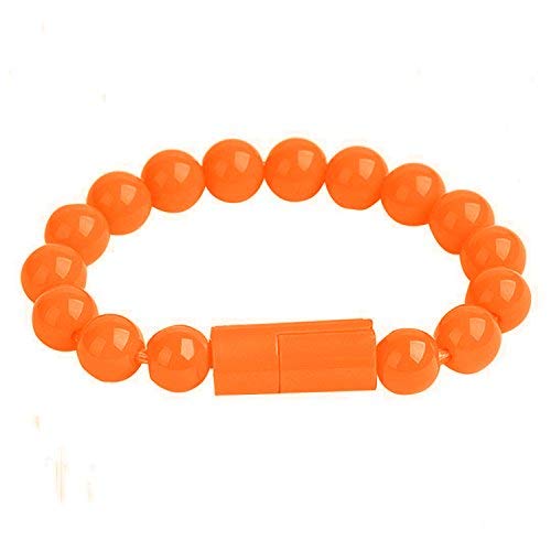 tecmac Portable 8 Pin USB Cable | Beaded Wrist Bracelet Data Charging Line | Orange