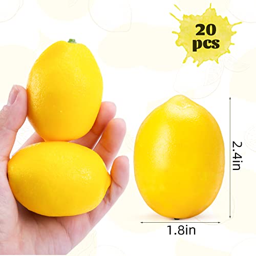 image for BigOtters 20PCS Small Artificial Lemons, 2.4 x 1.8 Inch Fake Lemons fo