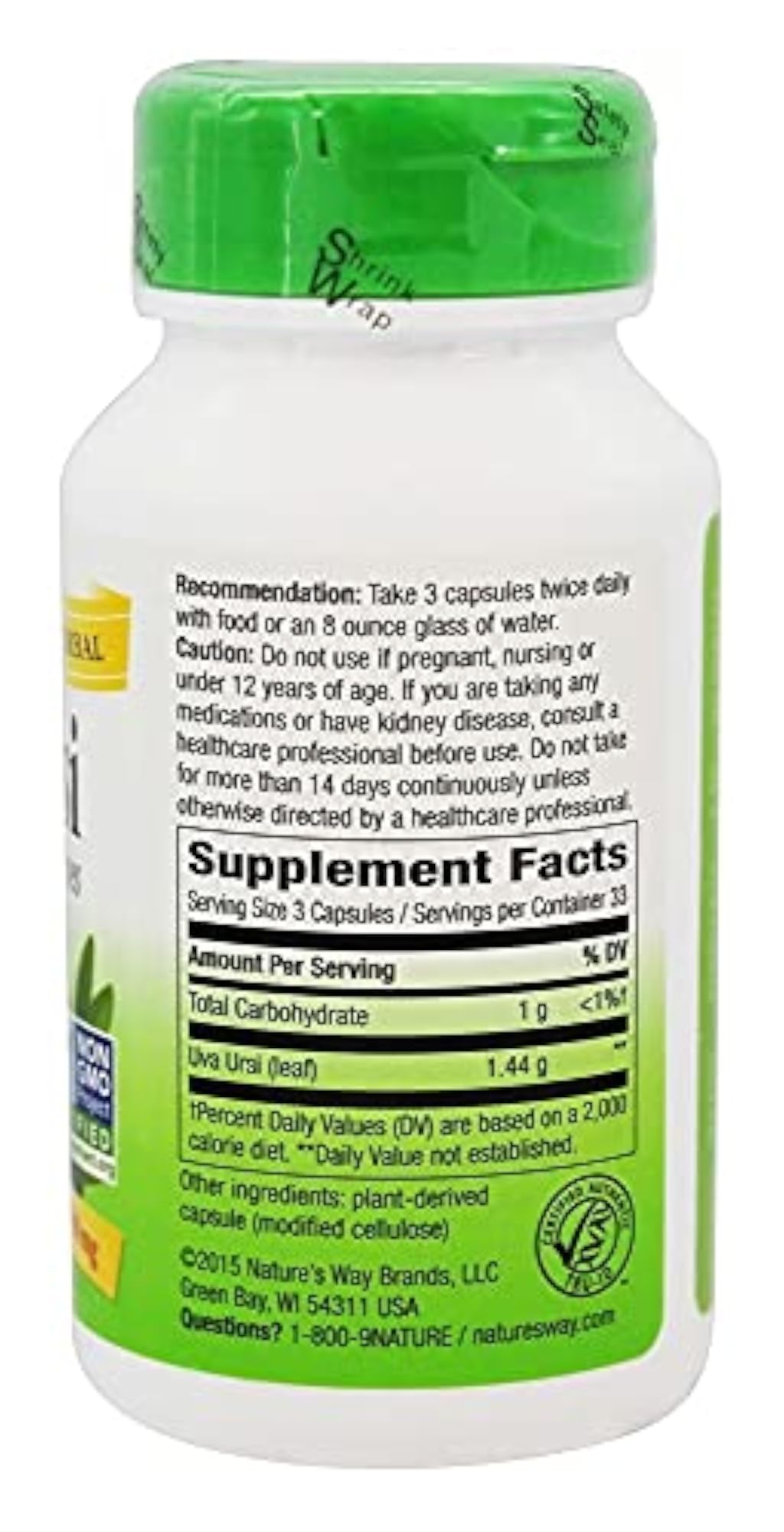 Nature's Way Uva Ursi Leaves, 100 Veg Capsules