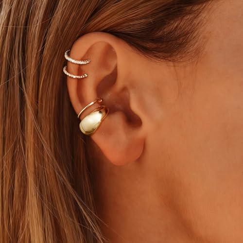 Image of Ear Cuffs Non Piercing Chunky Ear Cuff Earrings for Women Non Tarnish Clip on Cartilage Earrings Trendy Jewelry No Pierced Ears Fake Earring Set Fashion Accessories Jewelry Birthday Gifts