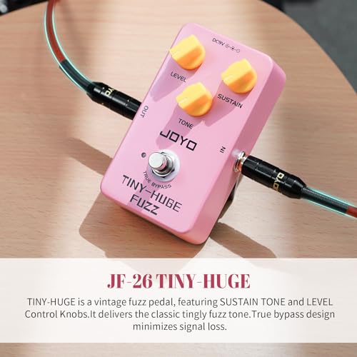 Image of JOYO Analog Fuzz Guitar Pedal, Vintage 90's Voicing with Level /Sustain /Tone Control, Battery or 9V DC Powered, True Bypass (TINY-HUGE JF-26)