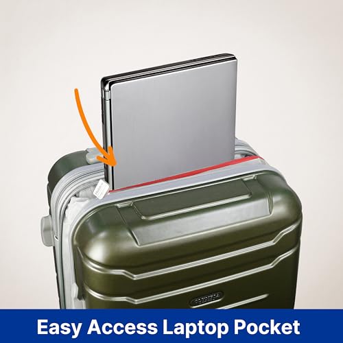 Olympia U.S.A. Denmark 22 Inch Expandable Lightweight Carry On Suitcase Hardside Double Spinner Wheel Luggage Suitcase with Locking System and Hidden Laptop Compartment Olive