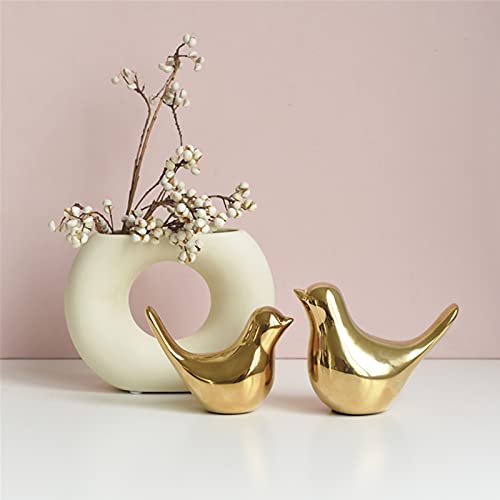 Zoofox Set Of 4 Gold Bird Decor Figurine, Ceramic Small Animal Statues, Home Shelf Decor Furniture Desktop Display For Living Room, Bedroom, Cabinets And Office Desktop (Assorted Sizes) #TOP7