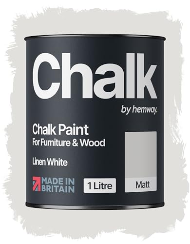 Hemway Chalk Paint Linen White Furniture Paint 1L, Matt Finish Shabby Chic, Chalk Furniture & Walls, Quick Dry & 1 Coat