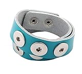 Material: hochwertiges Leder ANDANTE Leder Armband für Chunks Click-Buttons mit Druckknopf-Verschluss (40-45 cm) Türkis