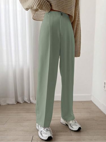 Image of KOTTY Women's Elegant High-Waist Wide-Leg Trousers for Office & Casual Wear