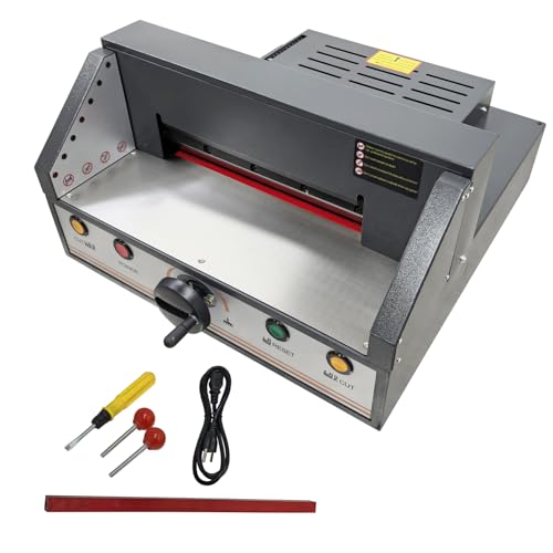 EQCOTWEA 110V Desktop Electric Paper Cutter 12.99 Inch Guillotine Paper Trimmer with 1.57in Cutting Thickness, Safety Infrared Photoelectric Protection, for Office, Printing Shop, Small Business
