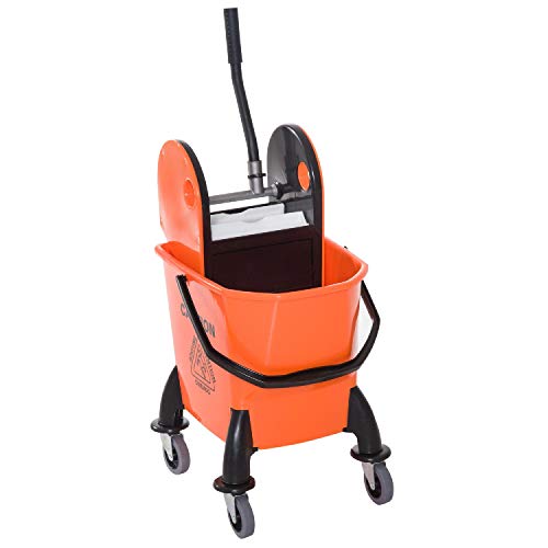 HOMCOM - Carrello per pulizie professionale + Strizzatore